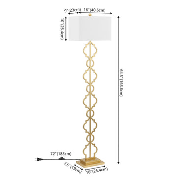 Selina 64.5" Iron Ogee Trellis Modern LED Floor Lamp - JONATHAN Y